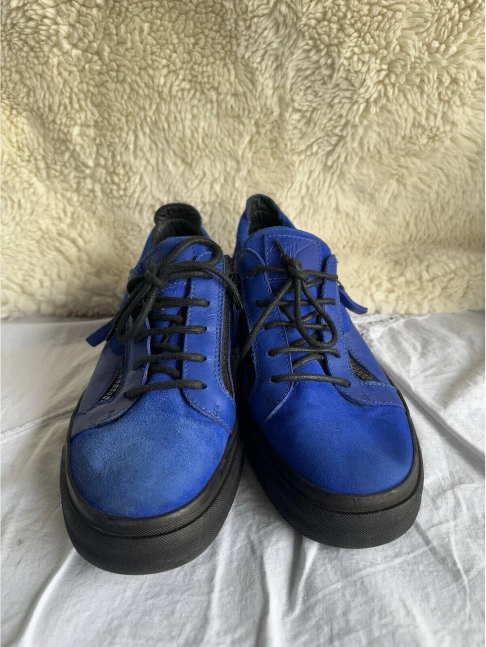 Giuseppe Zanotti Blue Leather Frankie Low Top Sneakers Size 43.5